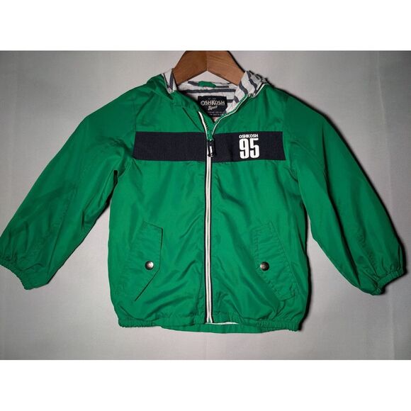 OshKosh B'gosh Other - OshKosh B'gosh Hooded Windbreaker Size 4T Green 95‎ Sport Snap Pockets